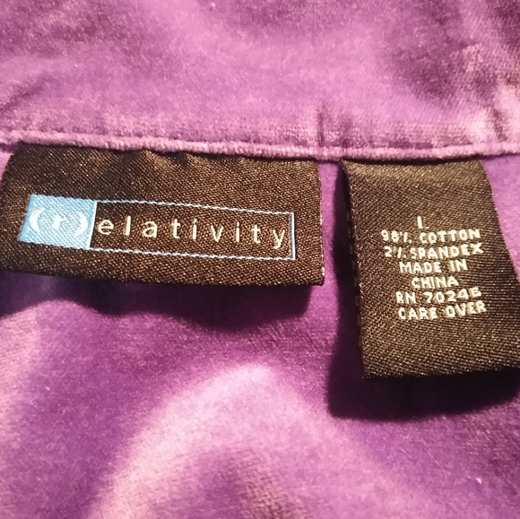 Purple "Velvet" Jacket Trucker Profile Size Large Brand Is (r)relativity EUC - Picture 12 of 13